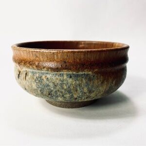 Studio Pottery Small Bowl Brown Gray Glaze Artist Signed Newton 75'